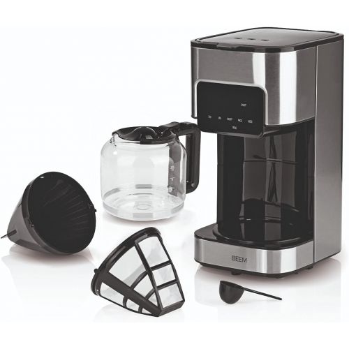  BEEM Fresh Aroma TOUCH Filter Machine Glass | Coffee Machine | with 1.25 L Glass Jug | Stainless Steel | Permanent Filter | Timer | Aroma Fresh | 900 Watt