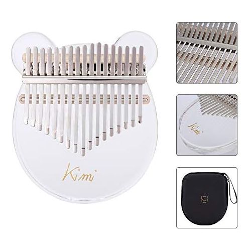  [아마존베스트]BEESCLOVER Kalimba Acryl Daumen-Klavier 17 Tasten Mit tragbarer Spieluhr, Anleitung, Notizaufklebern, Stimmgerat Hammer, Musikgeschenken