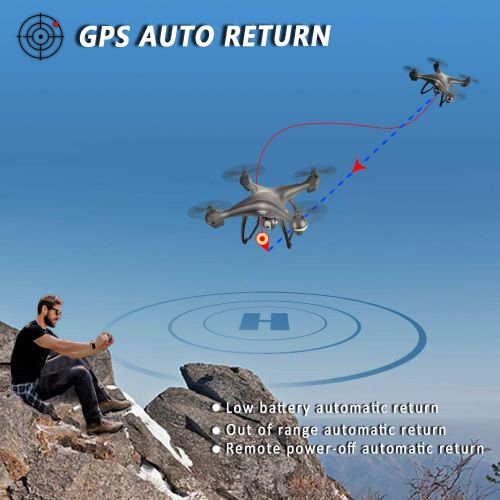  BEEYEO GPS FPV RC Drone with 1080P HD Camera Live Video and GPS Return Home Quadcopter, Follow Me Mode, Altitude Hold, Intelligent Battery Long Control Range