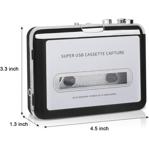  [아마존베스트]Cassette Player Tape to MP3 Converter via USB Retro Walkman Auto Reverse Portable Audio Music Tape Player with Earphone by KALULI