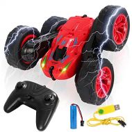 BEHORSE RC Stunt Car for Kids, Remote Control Car 4WD 2.4Ghz Double Sided 360° Flips Car Toy for Kids and Boys (Red)