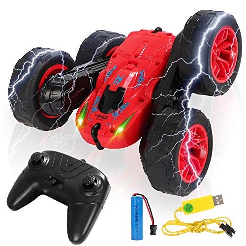  BEHORSE RC Stunt Car for Kids, Remote Control Car 4WD 2.4Ghz Double Sided 360° Flips Car Toy for Kids and Boys (Red)