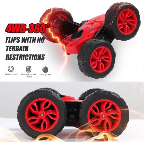  BEHORSE RC Stunt Car for Kids, Remote Control Car 4WD 2.4Ghz Double Sided 360° Flips Car Toy for Kids and Boys (Red)