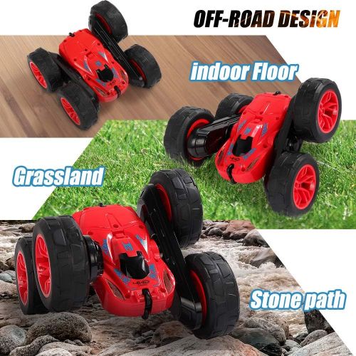  BEHORSE RC Stunt Car for Kids, Remote Control Car 4WD 2.4Ghz Double Sided 360° Flips Car Toy for Kids and Boys (Red)