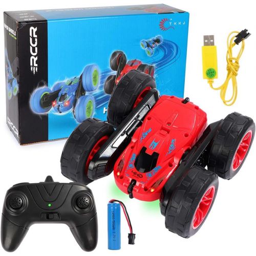  BEHORSE RC Stunt Car for Kids, Remote Control Car 4WD 2.4Ghz Double Sided 360° Flips Car Toy for Kids and Boys (Red)