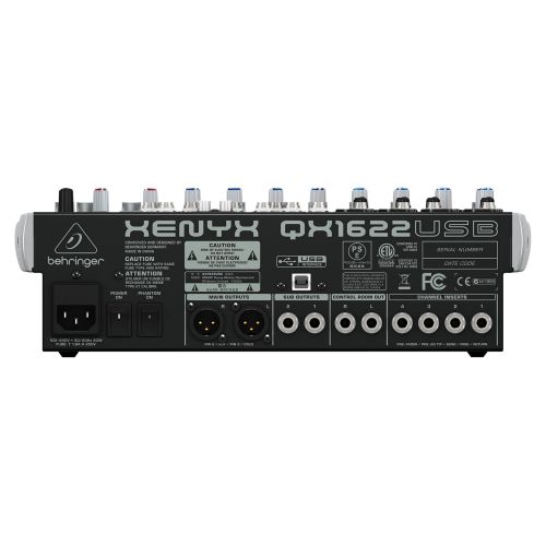  Behringer BEHRINGER QX1622USB Premium 16-Input 22-Bus Mixer with Xenyx Mic Preamps & Compressors Klark Teknik Multi- FX Processor, Black