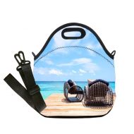 BEICICI Insulated Lunch Bag, Reusable Outdoor Travel Picnic School Chair on the Beach Under Sunny Sky custom Stylish Lunch Bag, Multi-use for Men, Women and Kids