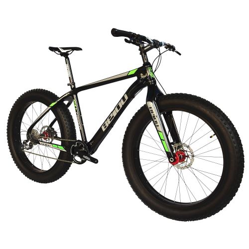  BEIOU 2017 Full Carbon Fat Tire Bicycle Fat Mountain Bike 26 Inch 4.0 Tire Mountain Bicycle 19 Inch Shimano Altus 9 Speed 14.5kg T700 Glossy 3K CB023