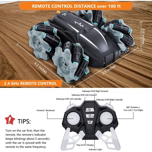  BEIWO Remote Control Car, RC Cars Race Sunt Car, 2.4G, 4WD, 360° Rotation, [Sideways Drift ] Double Sided Rotating Vehicles, High Speed Off Road for Boys Kids RC Car Toys