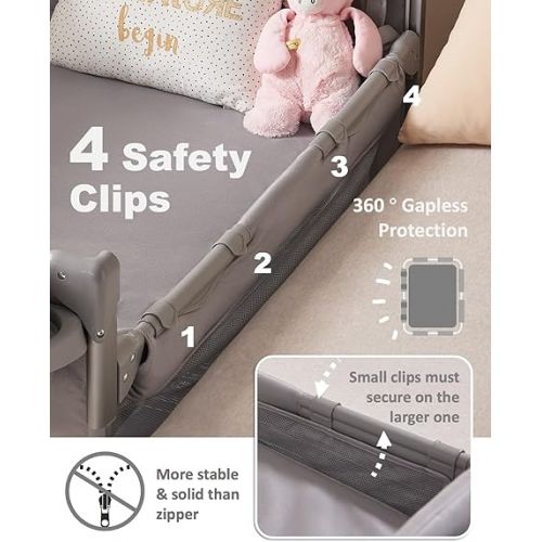  BEKA 4 in 1 Baby Bassinet Bedside Sleeper, Baby Bedside Crib 4 Functions, Bedside Bassinet Crib Sleeper, Playard, Changing Table, Baby Bassinet for Newborn Baby
