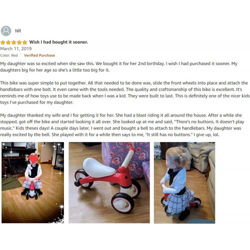  BEKILOLE Baby Balance Bikes Bicycle Children Walker | 12-24-36 Months No Foot Pedal Infant Three Wheels Tricycle First Bike