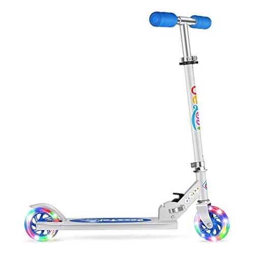  Beleev V1 Scooters for Kids 2 Wheel Folding Kick Scooter for Girls Boys, 3 Adjustable Height, Light Up Wheels for Children 4 Years and up