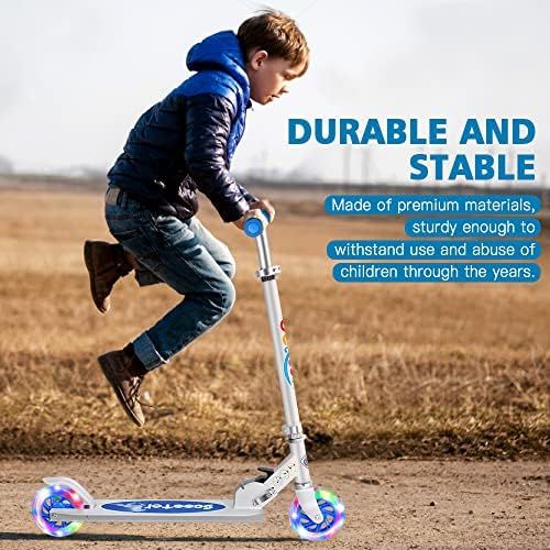  Beleev V1 Scooters for Kids 2 Wheel Folding Kick Scooter for Girls Boys, 3 Adjustable Height, Light Up Wheels for Children 4 Years and up