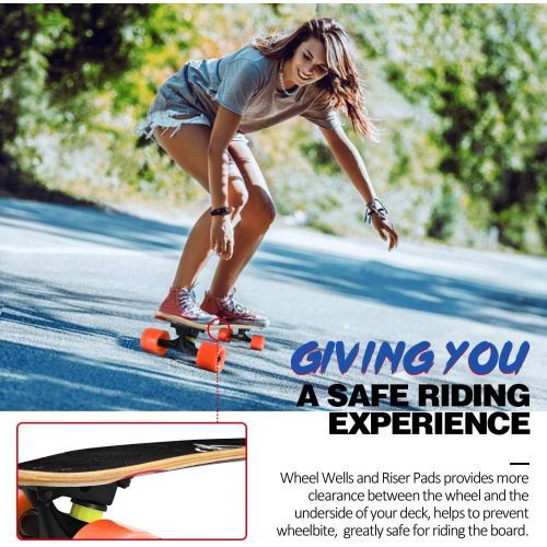  Beleev Cruiser Skateboards for Beginners, 27 Inch Complete Skateboard for Kids Teens Adults, 7 Layer Canadian Maple Double Kick Deck Concave Trick Skateboard