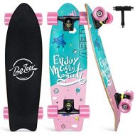 Beleev Cruiser Skateboards for Beginners, 27 Inch Complete Skateboard for Kids Teens Adults, 7 Layer Canadian Maple Double Kick Deck Concave Trick Skateboard