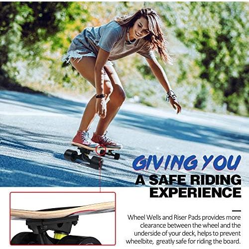  Beleev Cruiser Skateboards for Beginners, 27 Inch Complete Skateboard for Kids Teens Adults, 7 Layer Canadian Maple Double Kick Deck Concave Trick Skateboard