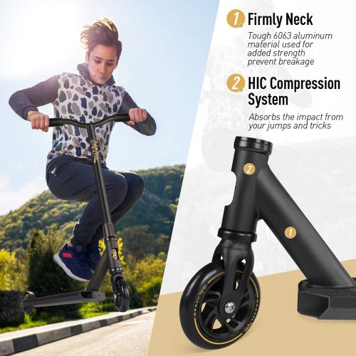  Beleev Stunt Scooter for Kids Teens Adults, Complete Pro Tricks Scooter Beginner Boys Girls, 100mm Aluminium Core Wheels & ABEC-9 Freestyle Kick Scooters with TPR Stable Grips