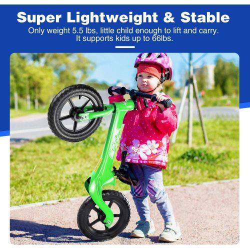  Beleev Balance Bike Aluminum Alloy, 12 Inch No Pedal Toddler Bike Adjustable Seat, Lightweight Sports Training Bicycle for Kids Age 2 to 6 Years Old