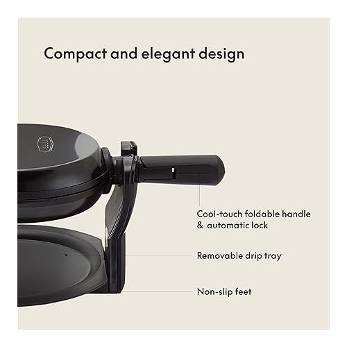  BELLA Classic Rotating Belgian Waffle Maker with Nonstick Plates, Removable Drip Tray, Adjustable Browning Control and Cool Touch Handles, Black