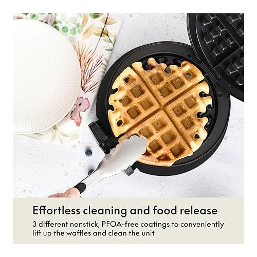  BELLA Classic Rotating Belgian Waffle Maker with Nonstick Plates, Removable Drip Tray, Adjustable Browning Control and Cool Touch Handles, Black