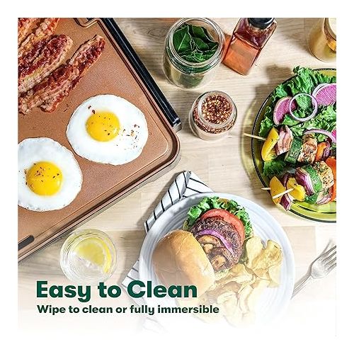  BELLA XL Electric Ceramic Titanium Griddle, Make 15 Eggs At Once, Healthy-Eco Non-stick Coating, Hassle-Free Clean Up, Large Submersible Cooking Surface, 12