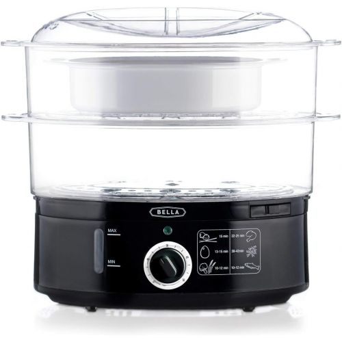  [아마존핫딜][아마존 핫딜] BELLA (13872) 7.4 Quart 2-Tier Stackable Baskets Healthy Food Steamer with Rice & Grains Tray, Auto Shutoff & Boil Dry Protection for Cooking Vegetables, Grains, Meats