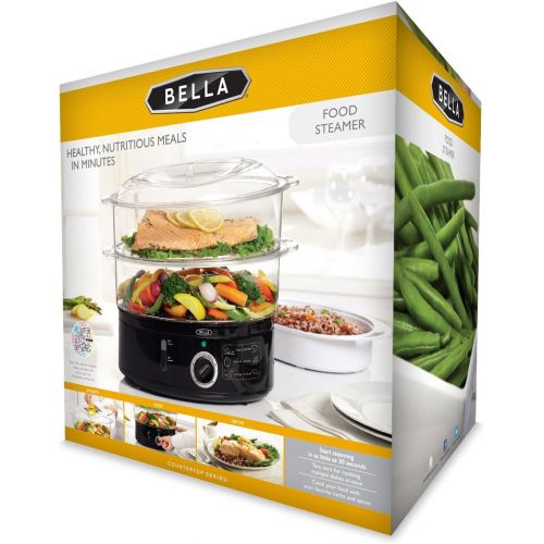  [아마존핫딜][아마존 핫딜] BELLA (13872) 7.4 Quart 2-Tier Stackable Baskets Healthy Food Steamer with Rice & Grains Tray, Auto Shutoff & Boil Dry Protection for Cooking Vegetables, Grains, Meats