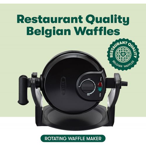  BELLA Classic Rotating Non-Stick Belgian Waffle Maker, Perfect 1 Thick Waffles, PFOA Free Non Stick Coating & Removable Drip Tray for Easy Clean Up, Browning Control, Black