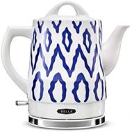 BELLA 1.5 Liter Electric Ceramic Tea Kettle with Boil Dry Protection & Detatchable Swivel Base, Blue Aztec