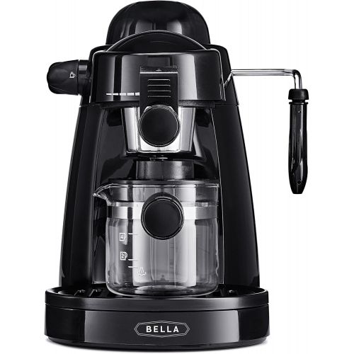  BELLA (13683) Personal Espresso Maker with Steam Wand, Glass Decanter & Permanent Filter, Black