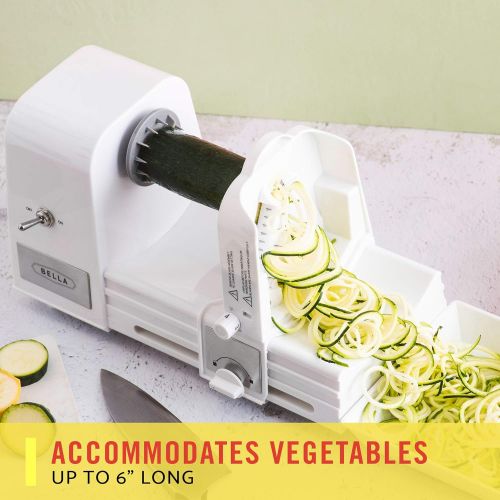  BELLA 4-in-1 Automatic Electric Spiralizer & Slicer, Quickly Prep Healthy Veggie or Fruit Spaghetti, Noodles or Ribbons, Easy To Clean, Recipe Book Included, White