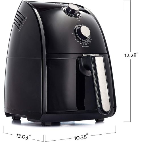  BELLA Electric Hot Air Fryer, Healthy No-Oil Deep Frying, Cooking, Baking and Roasting, Easy Clean Up, Removable Dishwasher Safe Basket, 2.6 QT, Black