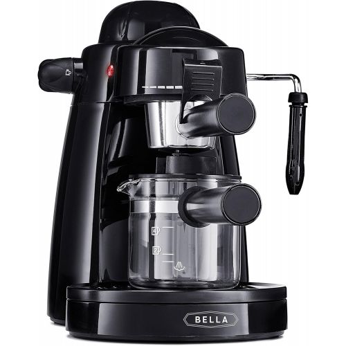  [아마존베스트]BELLA (13683) Personal Espresso Maker with Steam Wand, Glass Decanter & Permanent Filter, Black