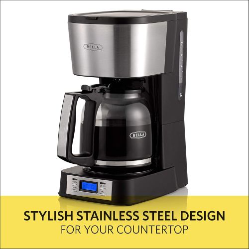  BELLA (14755) 12 Cup Coffee Maker with Brew Strength Selector & Single Cup Feature, Stainless Steel