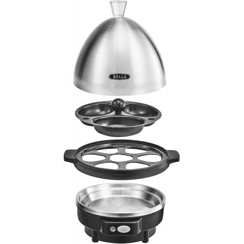  BELLA Rapid 7 Capacity Electric Egg Cooker for Hard Boiled, Poached, Scrambled or Omelets with with Auto Shut Off Feature, One Size, Stainless Steel