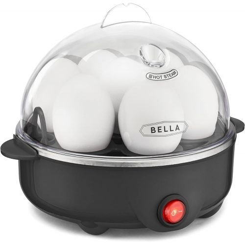  BELLA 17283 Cooker, Rapid Boiler, Poacher Maker Make up to 7 Large Boiled Eggs, Poaching and Omelete Tray Included, Single Stack, Black