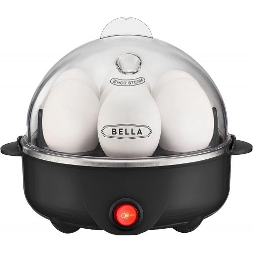  BELLA 17283 Cooker, Rapid Boiler, Poacher Maker Make up to 7 Large Boiled Eggs, Poaching and Omelete Tray Included, Single Stack, Black