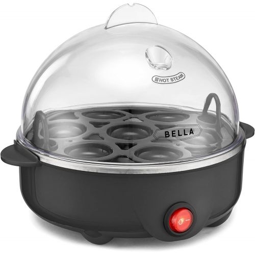  BELLA 17283 Cooker, Rapid Boiler, Poacher Maker Make up to 7 Large Boiled Eggs, Poaching and Omelete Tray Included, Single Stack, Black