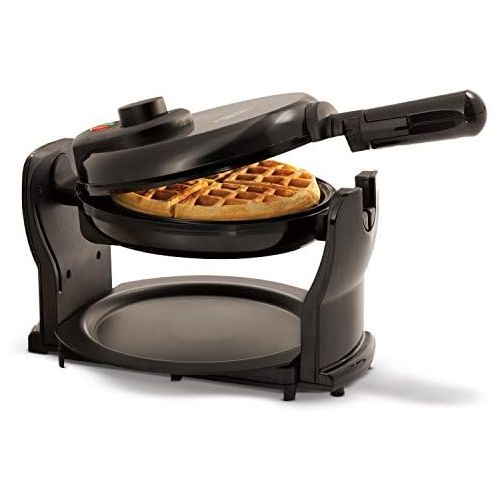  BELLA Classic Rotating Non-Stick Belgian Waffle Maker, Perfect 1 Thick Waffles, PFOA Free Non Stick Coating & Removable Drip Tray for Easy Clean Up, Browning Control, Black