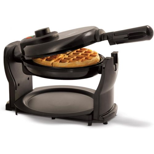  BELLA Classic Rotating Non-Stick Belgian Waffle Maker, Perfect 1 Thick Waffles, PFOA Free Non Stick Coating & Removable Drip Tray for Easy Clean Up, Browning Control, Black