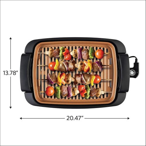  [아마존베스트]BELLA Indoor Smokeless Grill, 12 x 16 Inch Copper Titanium Coated Nonstick Cooking Surface, Multifunction Grill & Skillet