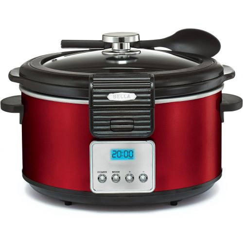  BELLA 14025 Programmable Slow Cooker with Locking Lid, 6-Quart, Red