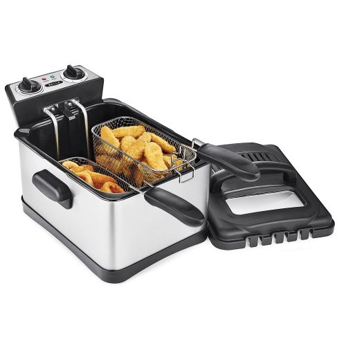  BELLA 14406 Three-Basket Electric Deep Fryer, 4.5 L, Stainless SteelBlack