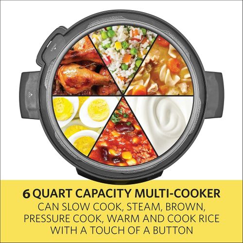  BELLA (14467) 10-In-1 Multi-Use Programmable 6 Quart Pressure Cooker, Slow Cooker, Rice Cooker, Steamer, Saute Warmer with Searing & Browning Feature, 1000 Watts