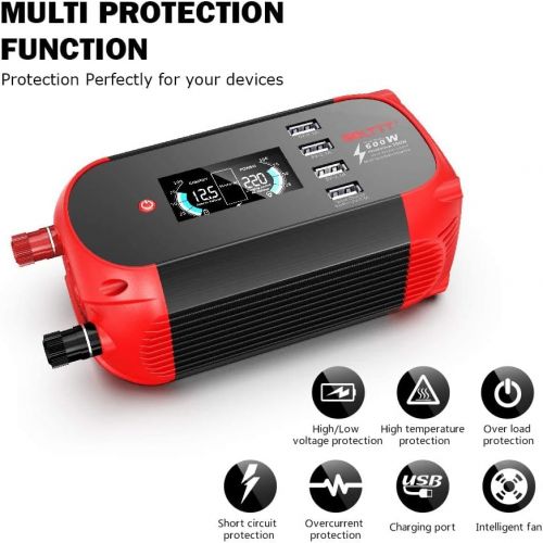  [아마존베스트]-Service-Informationen BELTTT Power Inverter 300 W / 12 V to 230 V Voltage Converter with 4 USB Ports / with Digital Display Including Car Cigarette Lighter Plug