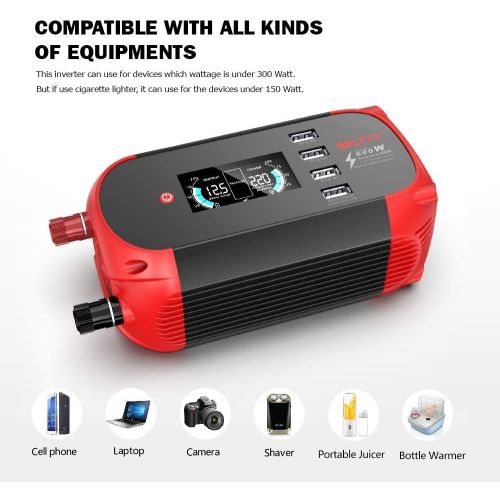  [아마존베스트]-Service-Informationen BELTTT Power Inverter 300 W / 12 V to 230 V Voltage Converter with 4 USB Ports / with Digital Display Including Car Cigarette Lighter Plug