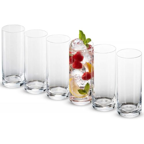  [아마존베스트]BENETI Exquisite Highball Drinking Glasses [Set of 6] Clear Water Glasses with Heavy Weighted Base, Tall Cocktail Glasses, Collins Glasses, Tumbler Glasses, Glass Cups for Juice, B