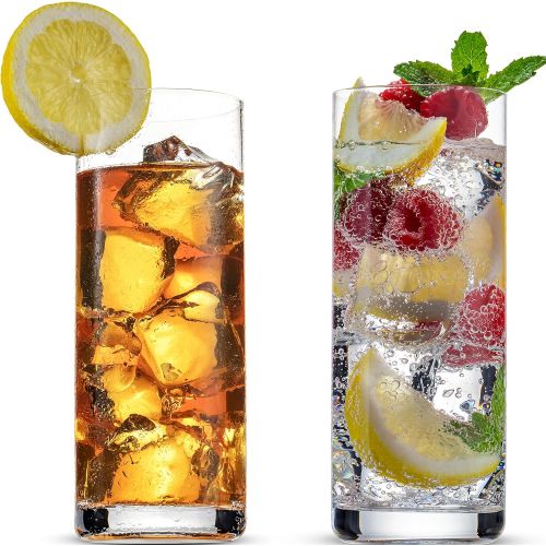  [아마존베스트]BENETI Exquisite Highball Drinking Glasses [Set of 6] Clear Water Glasses with Heavy Weighted Base, Tall Cocktail Glasses, Collins Glasses, Tumbler Glasses, Glass Cups for Juice, B