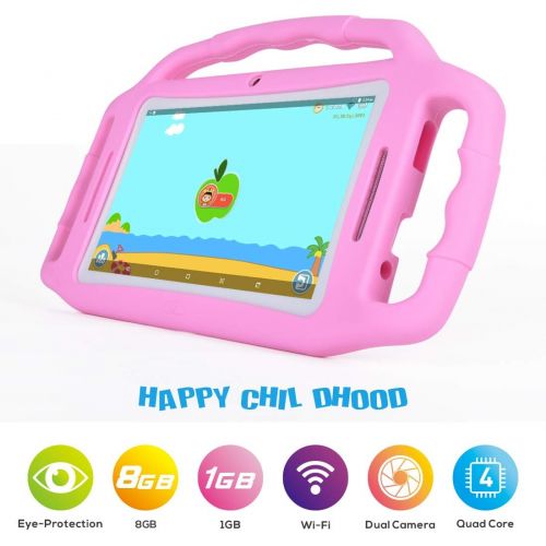  [아마존 핫딜]  [아마존핫딜]BENEVE M7133 Kids Tablets 7 Display, Android 7.1 Edition Tablet for Kids, 1GB +8GB Storage, iWawa Pre-Installed, Pink Kid-Proof Case (Pink)