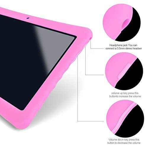  BENEVE 10 Android Tablet,10.1 Inch 1080p Full HD Display Android 7.0,2GB+32 GB,Dual Camera Front 2MP+ Rear 5MP,Bluetooth and WiFi Blue Kid-Proof Case(Pink)